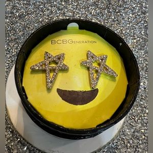 Brand New BCBGeneration Gold Tone Pave Star Earrings
